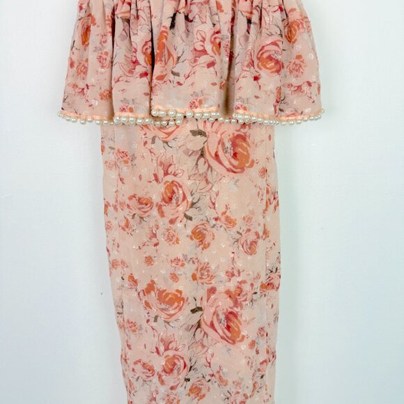 La Maison Talulah The Faithful Maxi Dress Pink Floral Pearl Size Small S EUC - Picture 5 of 16